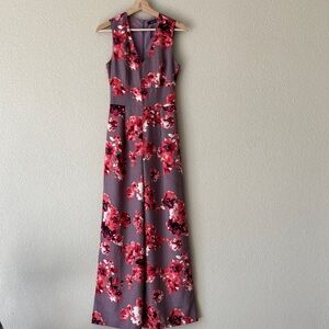 Sugar + Lips Floral VNeck Wise- leg Pantsuit
